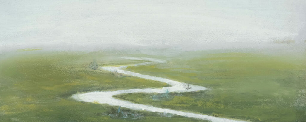 A calm, quiet scene symbolizing the soft lowering of inner noise and a return to inner clarity.