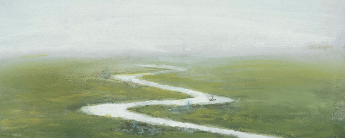 A calm, quiet scene symbolizing the soft lowering of inner noise and a return to inner clarity.